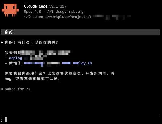 Claude CLI通过APIDock接入Claude Opus 4.8后的对话测试结果