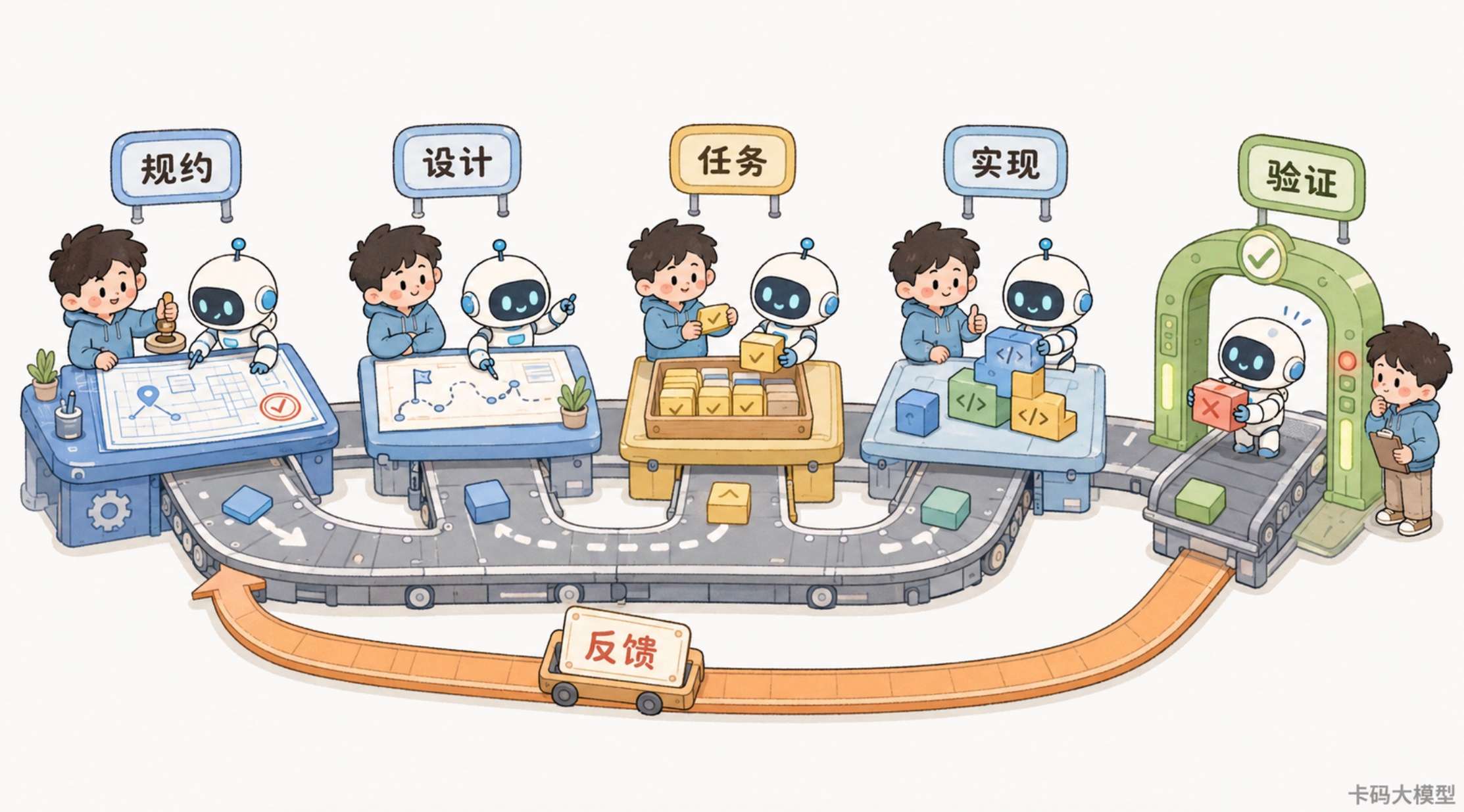 规约驱动不是瀑布，而是一条有反馈的装配线