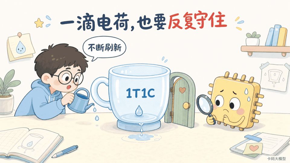DRAM一晶体管一电容原理卡通